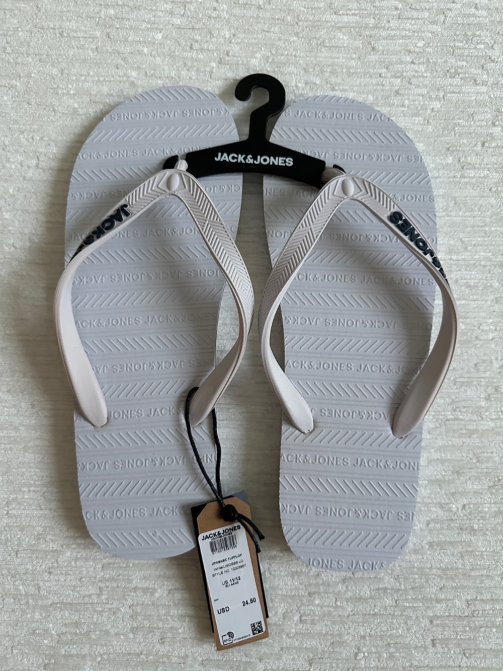 Jack & Jones White/Light Gray Logo Flip Sandals